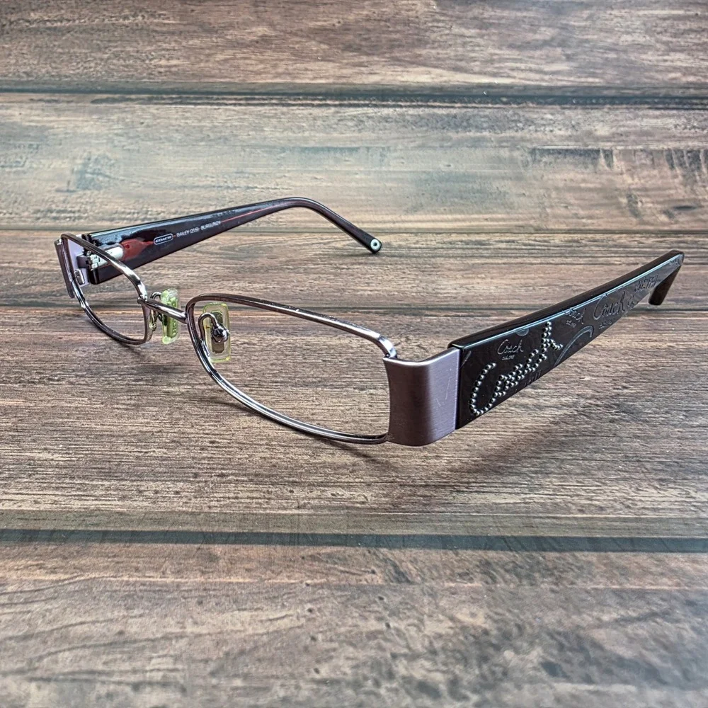 Coach Bailey 216 Burgundy Rectangular Eyeglass Rhinestone Script Logo 49-18